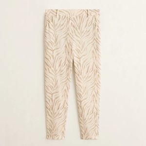 SOLD - Mango MNG Off-White Linen Animal Print Suit Trouser Pants M